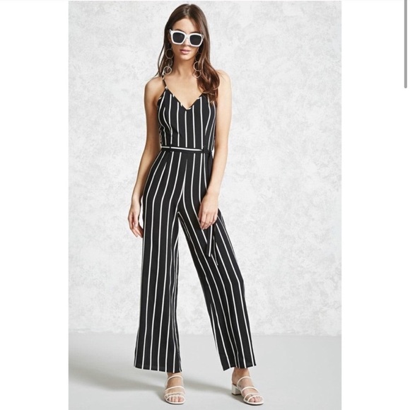 Black & White Stripped Jumpsuit - Picture 1 of 3